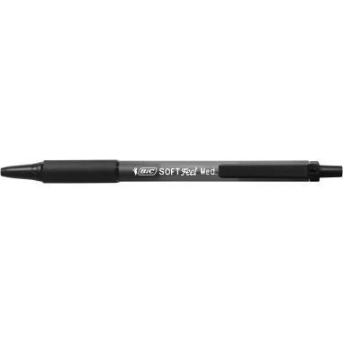 Bic Soft Feel Boligrafo Retractil - Punta Media de 1mm - Cuerpo Translucido con Grip - Color Negro