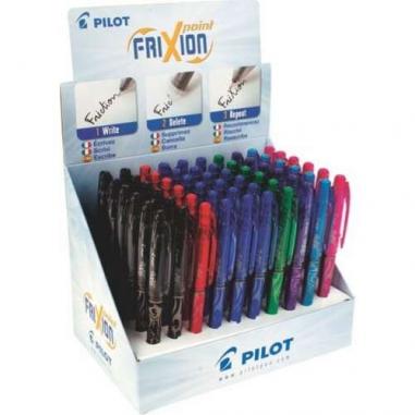 Pilot Frixion Point Expositor de 60 Boligrafos de Gel Borrables - Punta Fina 0.5mm - Trazo 0.25mm - Grip Ergonomico - Recargable