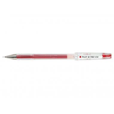 Pilot Boligrafo de Gel G-Tec C4 - Extra Fino - Recargable - Punta de Bola 0.4mm - Trazo 0.2mm - Color Rojo