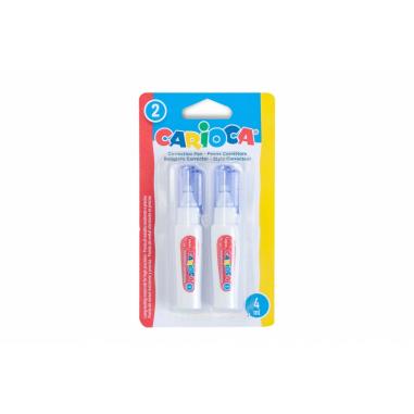 Carioca Pack de 2 Mini Boligrafos Correctores - Punta de Metal Resistente y Precisa - Apto para Todo Tipo de Papel - Secado Rapi