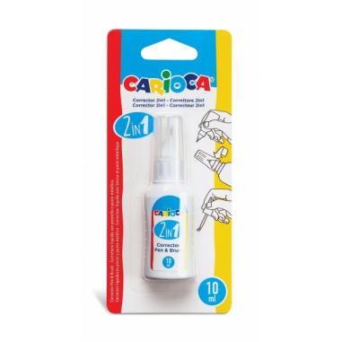 Carioca Pen & Brush Corrector 2 en 1 - Boligrafo y Pincel - Pincel de Nylon Suave y Preciso - Punta Metalica de Precision - Seca