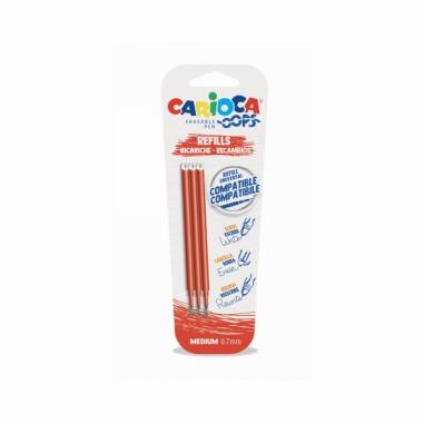 Carioca Oops Pack de 3 Recambios para Boligrafo Borrable - Tinta Termo Sensible - Punta de 0.7mm - Compatibles con Boligrafo Oop