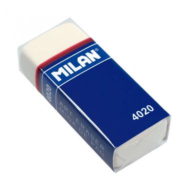 Milan 4020 Goma de Borrar Rectangular - Miga de Pan - Suave Caucho Sintetico - Faja de Carton Azul - Envuelta Individualmente - 