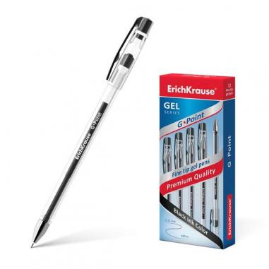 Erichkrause Boligrafo de Gel G-Point - Tinta de Gel de Secado Rapido - Cuerpo Transparente con Grip Perfilado Triangular - Punta