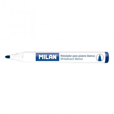 Milan Rotuladores para Pizarra Blanca con Punta Redonda - Punta 4.7 mm - Tinta a Base de Alcohol - Borrable en Seco - Color Azul