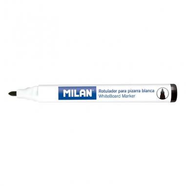 Milan Rotuladores para Pizarra Blanca con Punta Redonda - Punta 4.7 mm - Tinta a Base de Alcohol - Borrable en Seco - Color Negr