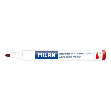 Milan Rotuladores para Pizarra Blanca con Punta Redonda - Punta 4.7 mm - Tinta a Base de Alcohol - Borrable en Seco - Color Rojo