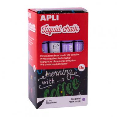 Apli Pack de 12 Rotuladores de Tiza Liquida - Punta Redonda - Ideal para Pizarras, Plastico, Vinilos, Metal, Etc - Facil de Borr