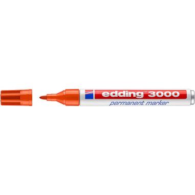 Edding 3000 Rotulador Permanente - Punta Redonda de 1.5mm - Trazo entre 1.5 y 3mm - Recargable - Secado Rapido - Color Naranja