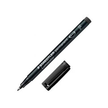 Staedtler Lumocolor 318 Rotulador Permanente - Punta Fina Redonda - Trazo 0.6mm - Capuchon con Clip - Secado Rapido - Color Negr