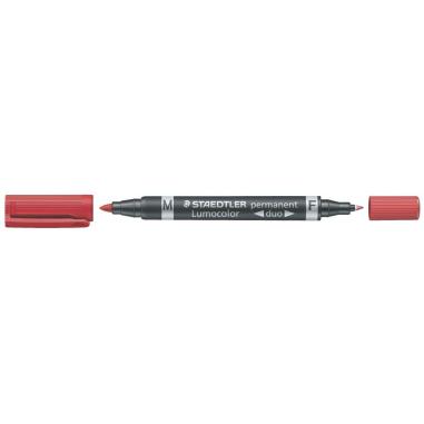 Staedtler Lumocolor 348 Rotulador Permanente de Doble Punta - Secado Rapido - Color Rojo