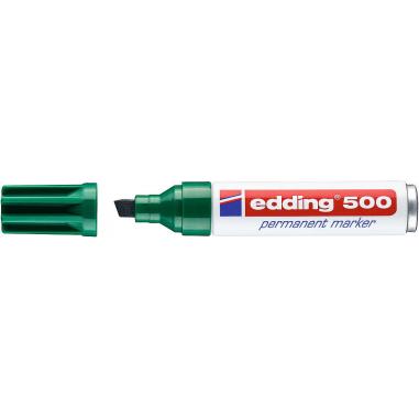 Edding 500 Rotulador Permanente - Punta Biselada - Trazo entre 2 y 7 mm. - Recargable - Secado Instantaneo - Color Verde