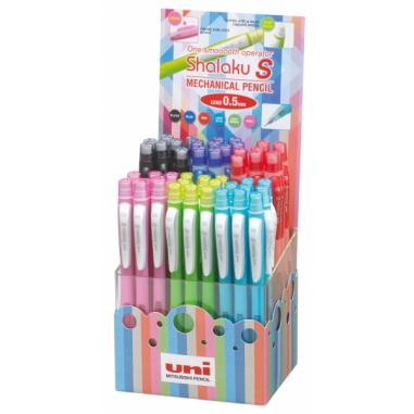 Uni-ball Shalaku S M5-228 Expositor de 48 Portaminas 0.5mm - Contiene 2 Minas HB - Goma de Borrar Incluida - Cuerpo de Colores S