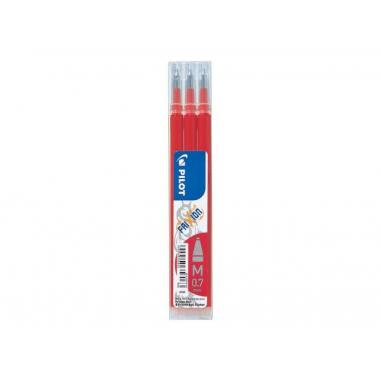 Pilot Pack de 3 Recambios para Frixion Ball / Frixion Clicker - Tinta Gel Borrable - Punta de Bola 0.7mm - Trazo 0.4mm - Color R