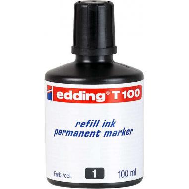 Edding T100 Bote de Recarga para Rotulador Permanente - Capacidad 100ml - Color Negro