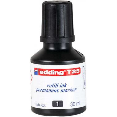 Edding T25 Bote de Recarga para Rotulador Permanente - Capacidad 30ml - Color Negro