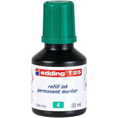 Edding T25 Bote de Recarga para Rotulador Permanente - Capacidad 30ml - Color Verde