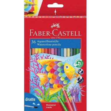 Faber-Castell Classic Colour Acuarelable Pack de 36 Lapices de Colores Hexagonales Acuarelables + Pincel - Resistencia a la Rotu