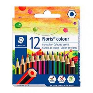 Staedtler Noris Colour 185 Pack de 12 Lapices Hexagonales de Colores - Resistencia a la Rotura - Material Wopex - Colores Surtid