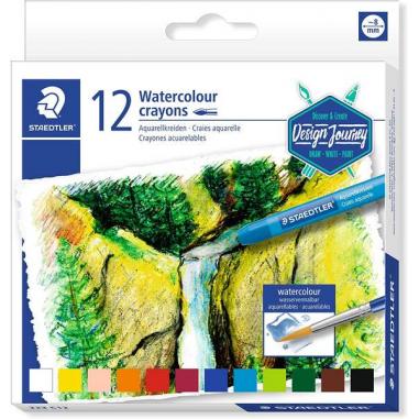 Staedtler Crayones Acuarelables 223 Pack de 12 Lapices de Cera - Facil de Mezclar - Extremadamente Opacos - Colores Surtidos