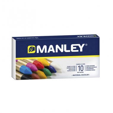 Manley Pack de 10 Ceras Blandas de Trazo Suave - Ideal para Gran Variedad de Tecnicas y Aplicaciones - Fabricacion Artesanal - A