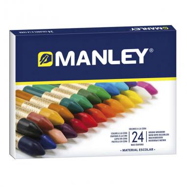 Manley Pack de 24 Ceras Blandas de Trazo Suave - Ideal para Gran Variedad de Tecnicas y Aplicaciones - Fabricacion Artesanal - A