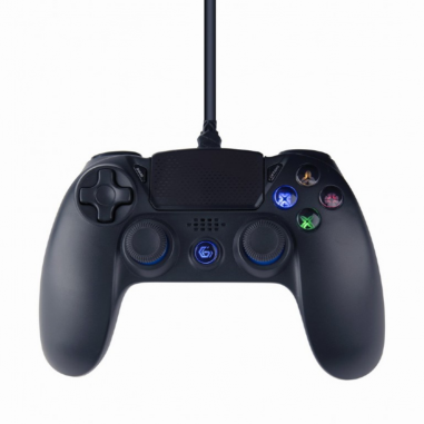 MANDO DE JUEGO GEMBIRD CON VIBRACION CON CABLE PARA PLAYSTATION 4 O PC, NEGRO