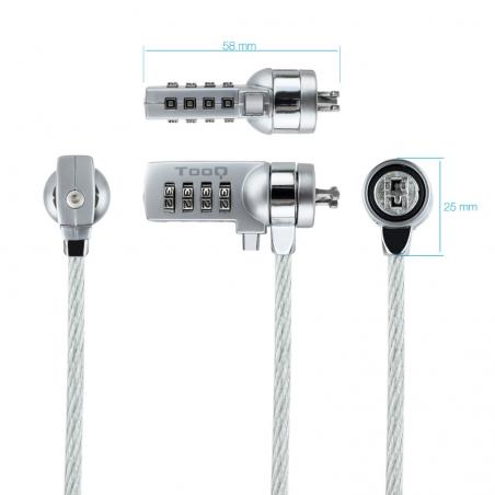 Tooq cable seguridad combinación para portátiles 1