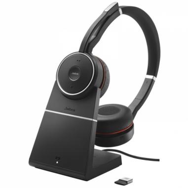 Jabra Evolve 75 SE UC Auriculares con Microfono Bluetooth Dual + Soporte de Carga USB-A Voz HD - Cancelacion de Ruido - Autonomi