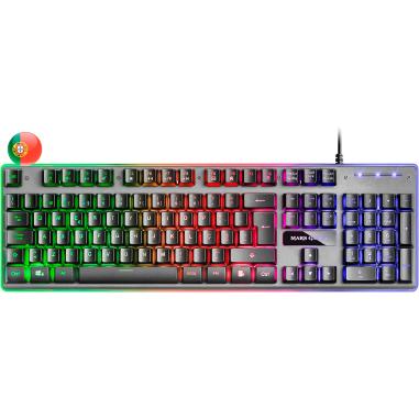 Mars Gaming Teclado Gaming MK220 - Tecnologia H-MECH - Iluminacion FRGB Rainbow - Panel de Aluminio - Base de ABS Reforzado - Po