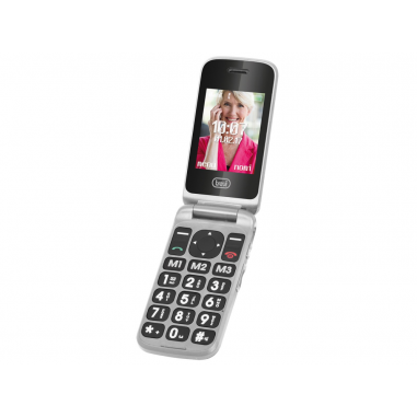 TELEFONO TREVI FLEX PLUS 55 FLIP SENIOR PHONE DUAL SCREEN SILVER