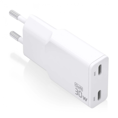 CARGADOR AISENS GAN ULTRA DELGADO 30W 2XUSB-C PD3.0 QC4.0 BLANCO