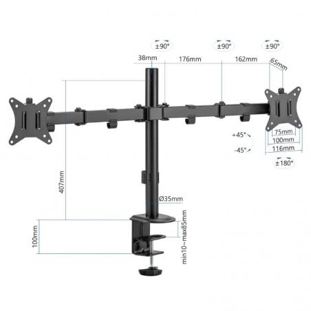 Iggual spm02 soporte pinza 2 monitores 17"-32"