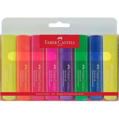 Faber-Castell Textliner 46 Superfluorescente Pack de 8 Marcadores Fluorescentes - Punta Biselada - Trazo entre 1mm y 5mm - Tinta