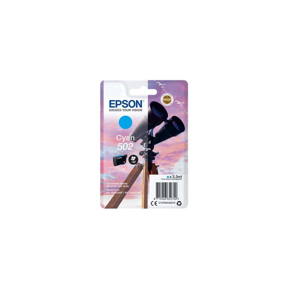 Epson 502 Cyan Cartucho de Tinta Original - C13T02V24010