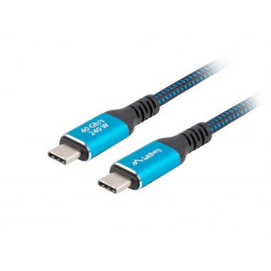 CABLE USB-C 4.0 LANBERG MACHO/MACHO 1.5M 240W 8K 60HZ NEGRO/AZUL