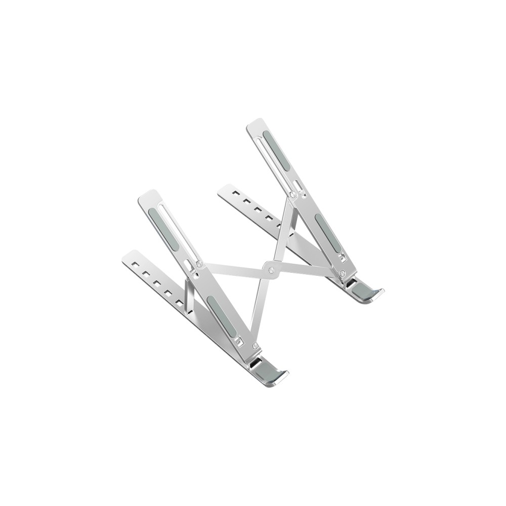 Ewent EW1266 Soporte Plegable de Viaje - Aleacion de Aluminio - Eleva de 5 a 15 cm tu Portatil - Color Plata