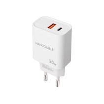 Nanocable cargador usb-c/pd+usb-a/qc 30w blanco