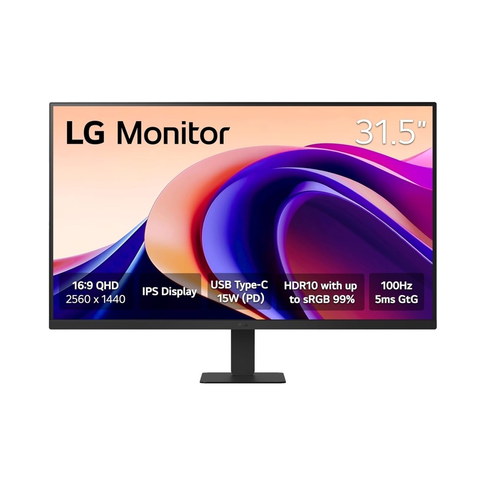 LG Monitor LED 31.5" IPS QHD HDR10 100Hz - Respuesta 5ms - Angulo de Vision 178º - 16:9 - HDMI, USB-C - VESA 100x100mm
