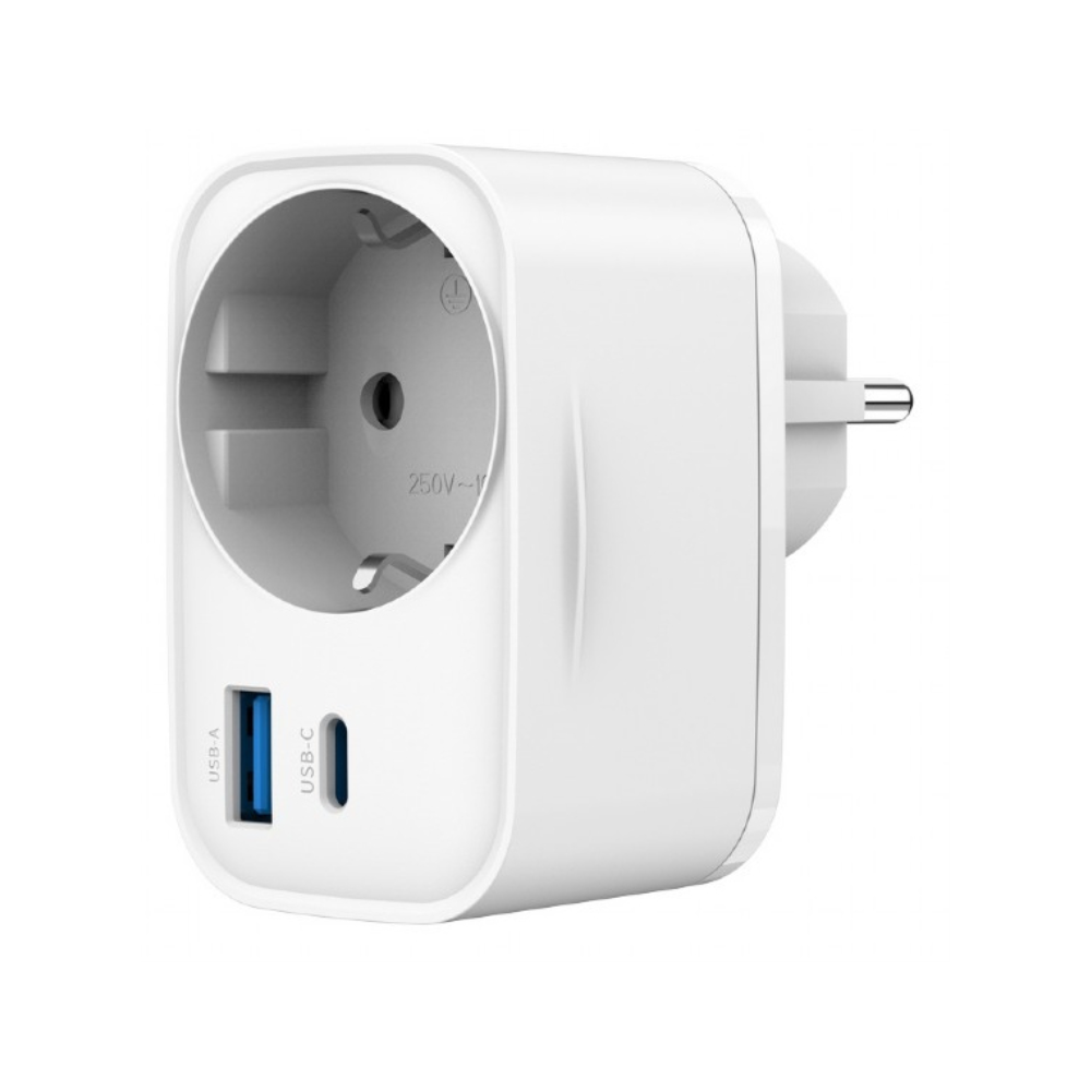 CARGADOR RAPIDO GEMBIRD USB DE 2 PUERTOS CON TOMA DE CA DE PASO 20 W BLANCO