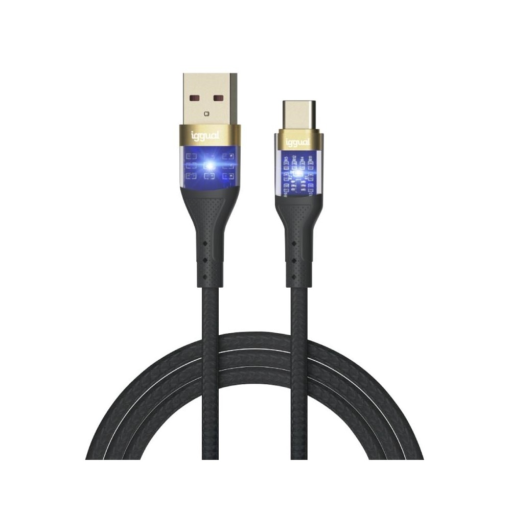 Iggual cable usb-a a tipo c 3a 100 cm trenzado led