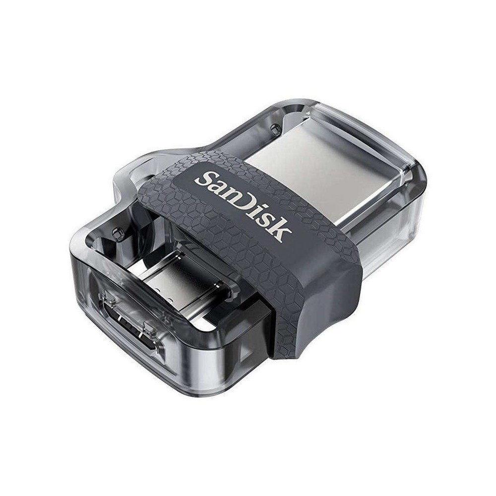 Sandisk Ultra Dual Drive m3.0 Memoria USB 3.0 y Micro USB 32GB - Hasta 150MB/s de Lectura - Color Transparente/Negro (Pendrive)