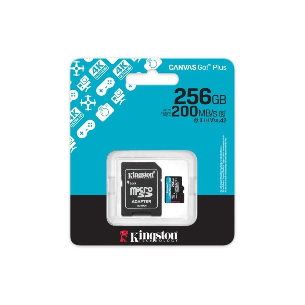 Kingston microsd canvas go! plus 4 256gb 200 mb-s