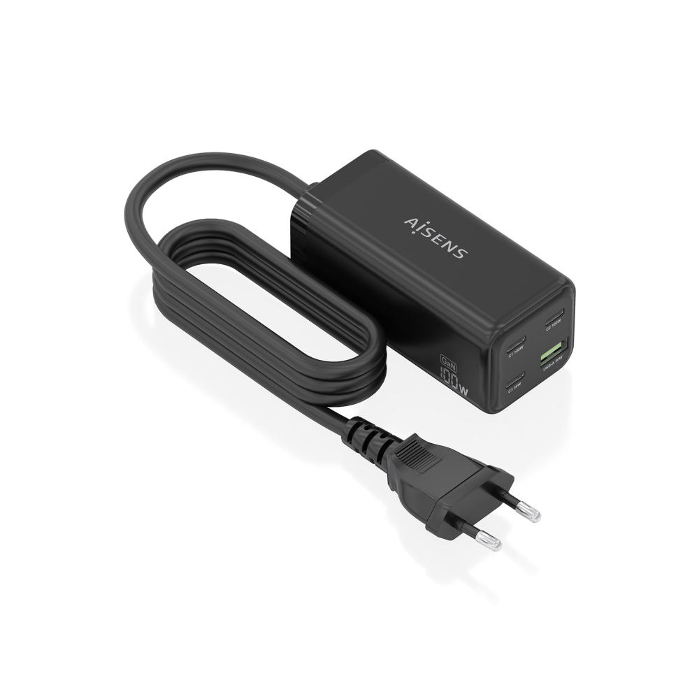 CARGADOR GAN AISENS SOBREMESA 100W 3XUSB-C PD3.0 QC4.0 QC5.0 USB-A QC3.0