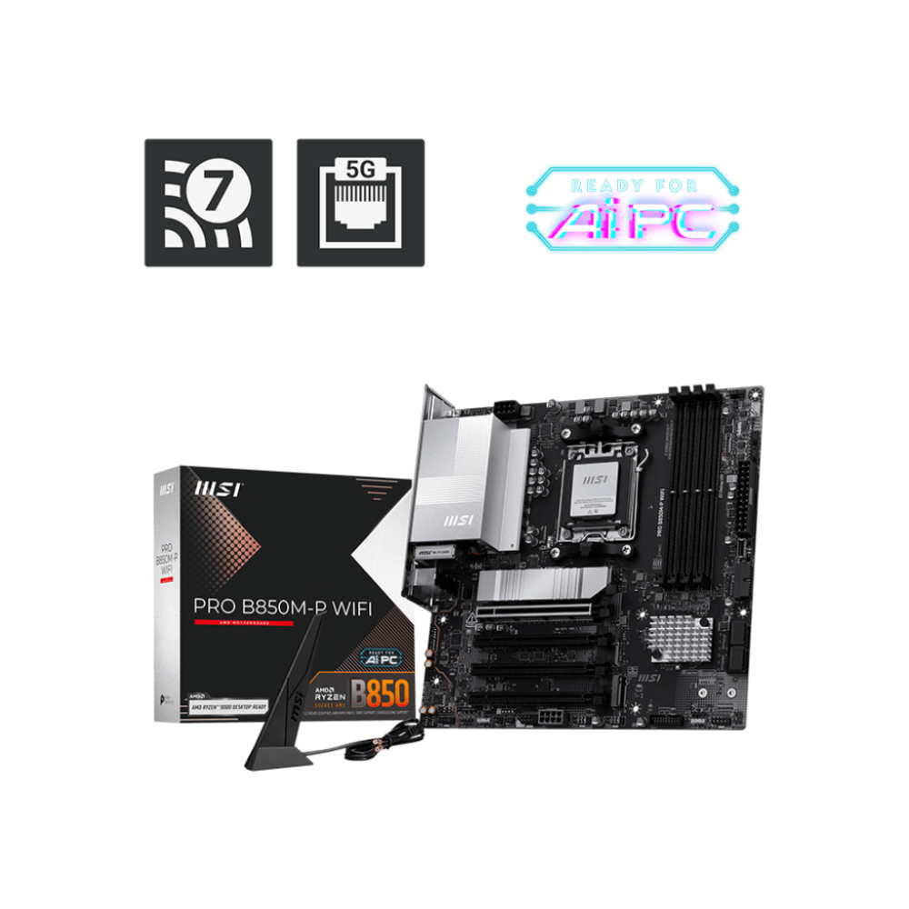 PLACA BASE MSI PRO B850M-P WIFI PCI-E x16 Gen5, M.2 Gen5