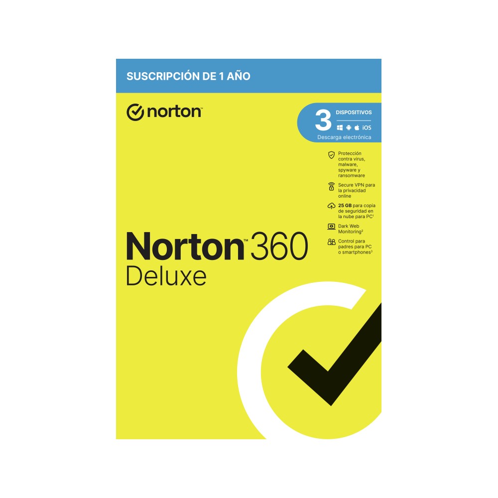 NORTON 360 DELUXE 25GB ES 1 USER 3 DEVICE 12MO GENERIC1 RSP MM GUM