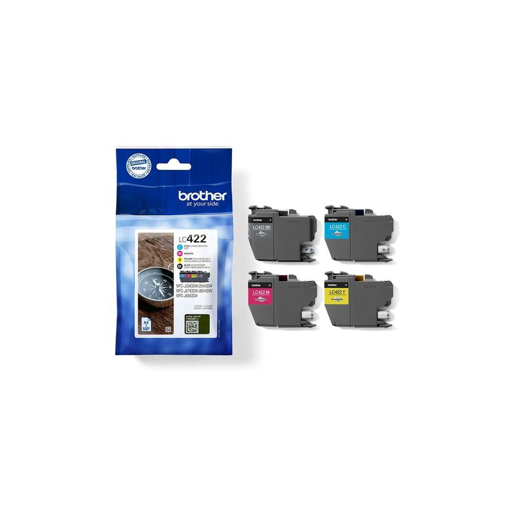 Brother LC422 Pack de 4 Cartuchos de Tinta Originales - LC422VAL