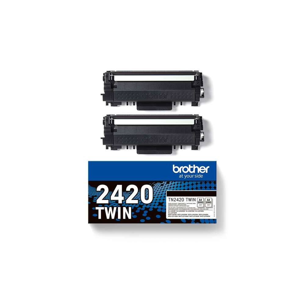 Brother TN2420 Negro Pack de 2 Cartuchos de Toner Originales - TN2420TWIN