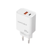 Nanocable cargador usb-c/pd+usb-a/qc 20w blanco