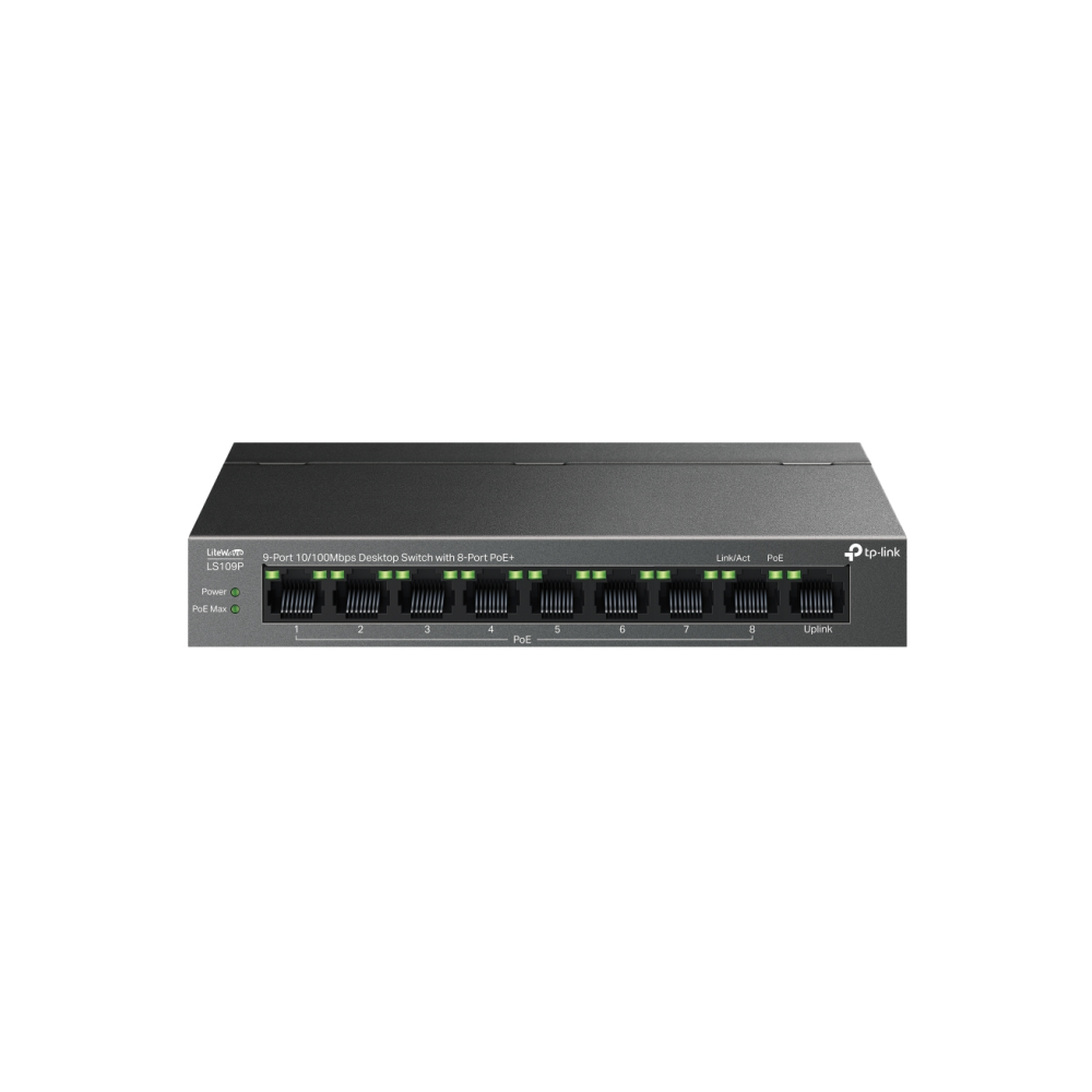 SWITCH DE SOBREMESA DE 9 PUERTOS A 10/100 MBPS CON 8 PUERTOS POE+